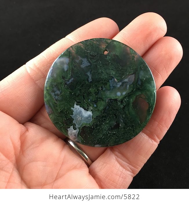 Round Moss Agate Stone Jewelry Pendant - #JvxyICul7T8-6