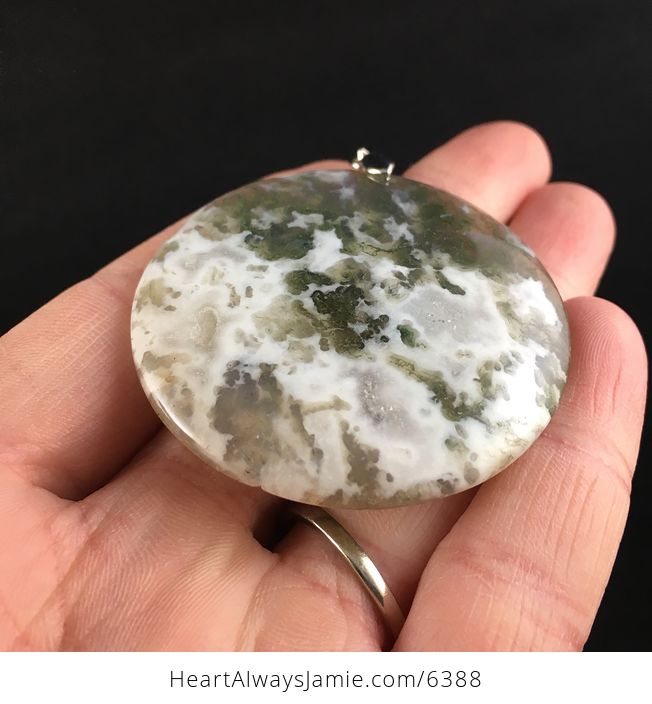 Round Moss Agate Stone Jewelry Pendant - #WwKSomS3Z2w-2
