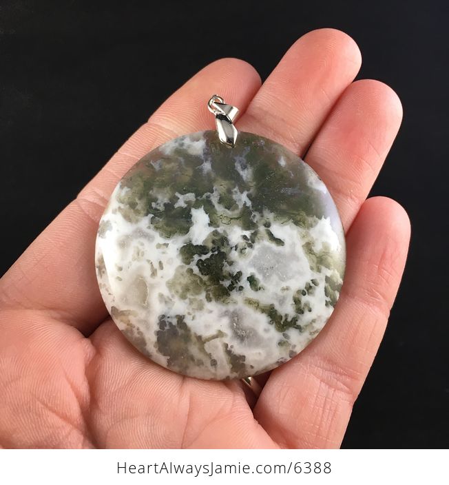 Round Moss Agate Stone Jewelry Pendant - #WwKSomS3Z2w-1