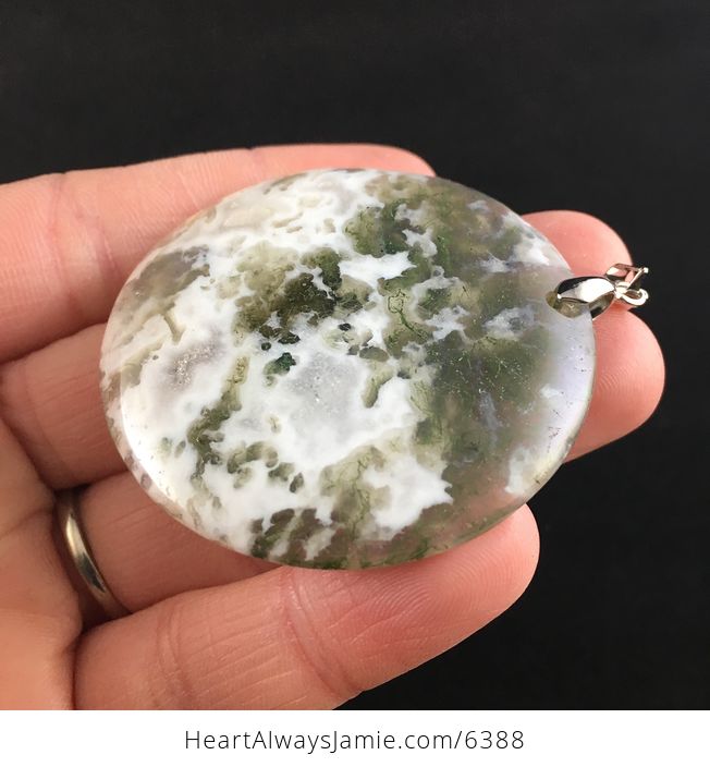 Round Moss Agate Stone Jewelry Pendant - #WwKSomS3Z2w-3