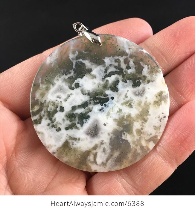 Round Moss Agate Stone Jewelry Pendant - #WwKSomS3Z2w-6