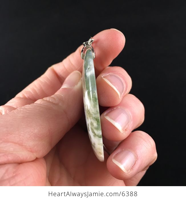 Round Moss Agate Stone Jewelry Pendant - #WwKSomS3Z2w-5