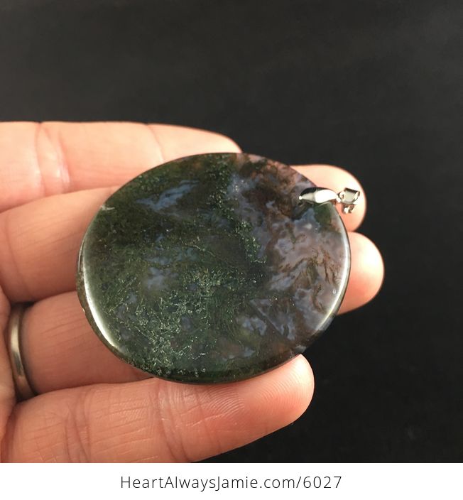 Round Moss Agate Stone Jewelry Pendant - #ebEcrEfdRwY-8