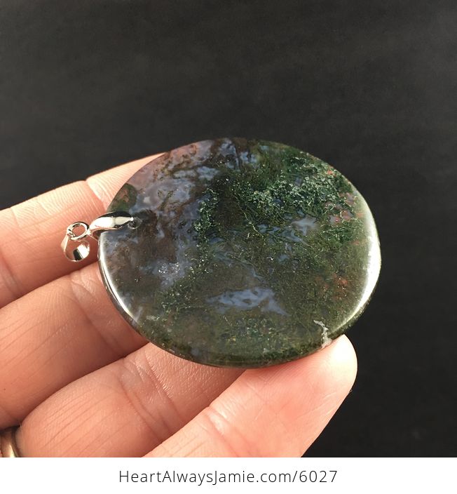 Round Moss Agate Stone Jewelry Pendant - #ebEcrEfdRwY-9