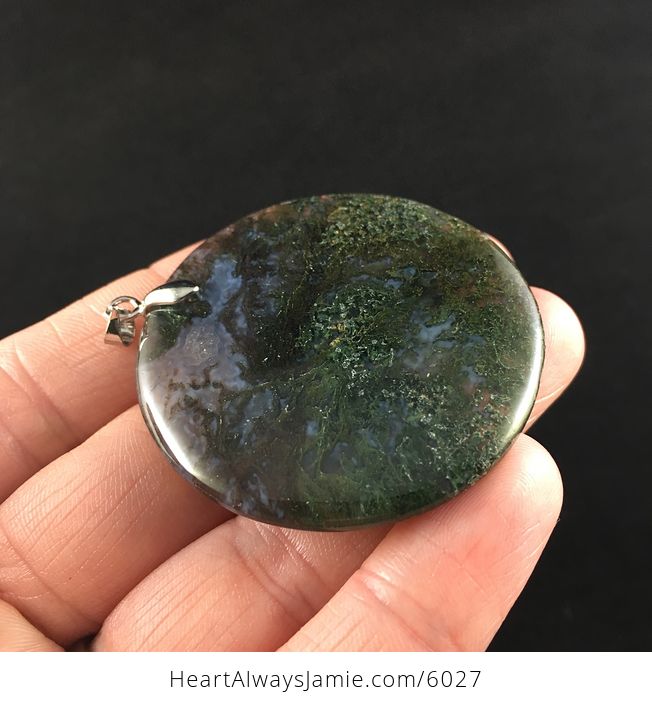 Round Moss Agate Stone Jewelry Pendant - #ebEcrEfdRwY-4