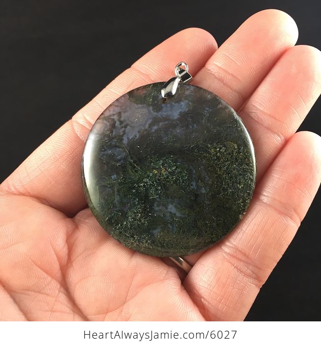Round Moss Agate Stone Jewelry Pendant - #ebEcrEfdRwY-1