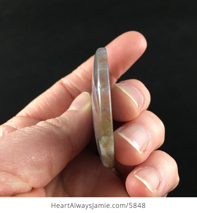 Round Moss Agate Stone Jewelry Pendant - #rv312YAJqvM-5