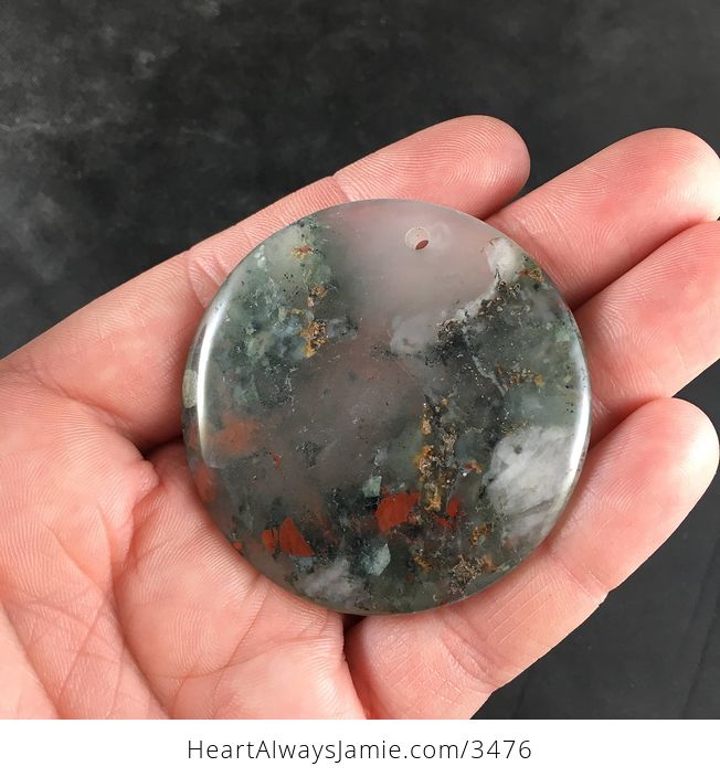 Round Natural African Bloodstone Pendant Necklace Jewelry - #tocWO6oET5Q-4
