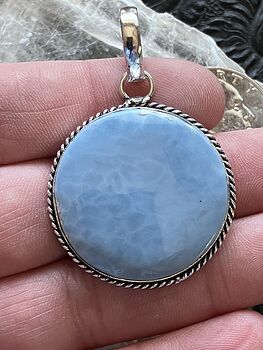 Round Natural Blue Owyhee Opal Crystal Stone Jewelry Pendant #5s1WH9uh6EU