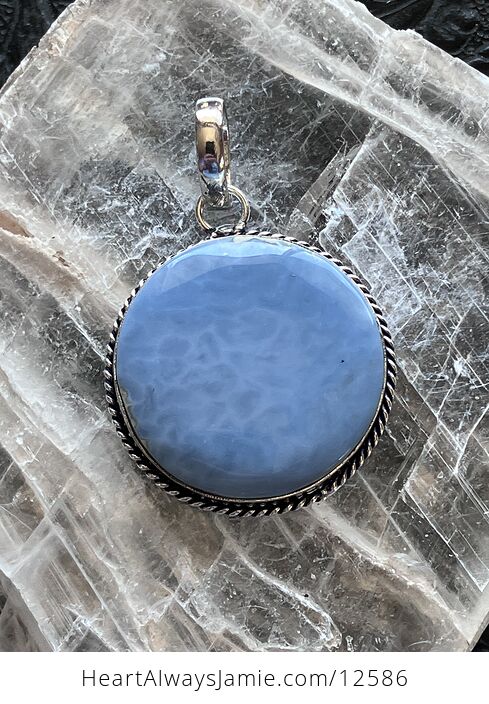 Round Natural Blue Owyhee Opal Crystal Stone Jewelry Pendant - #5s1WH9uh6EU-2