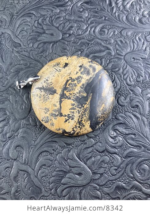 Round Natural Chinese Painting Picture Jasper Stone Jewelry Pendant - #ZuXZjgoaZYU-4