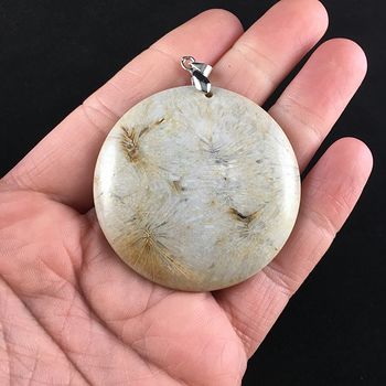 Round Natural Coral Fossil Stone Jewelry Pendant #IOrpbBv63O4