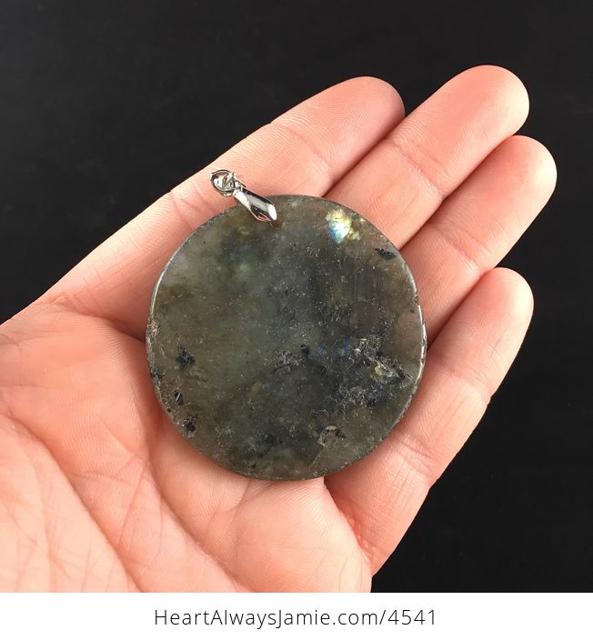 Round Natural Labradorite Stone Jewelry Pendant - #5bQIvRchYAw-5