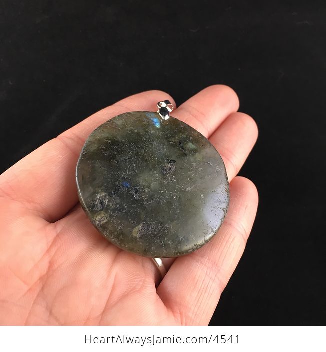 Round Natural Labradorite Stone Jewelry Pendant - #5bQIvRchYAw-2