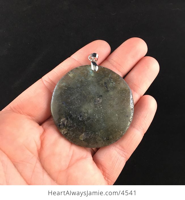 Round Natural Labradorite Stone Jewelry Pendant - #5bQIvRchYAw-1