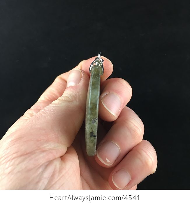 Round Natural Labradorite Stone Jewelry Pendant - #5bQIvRchYAw-4