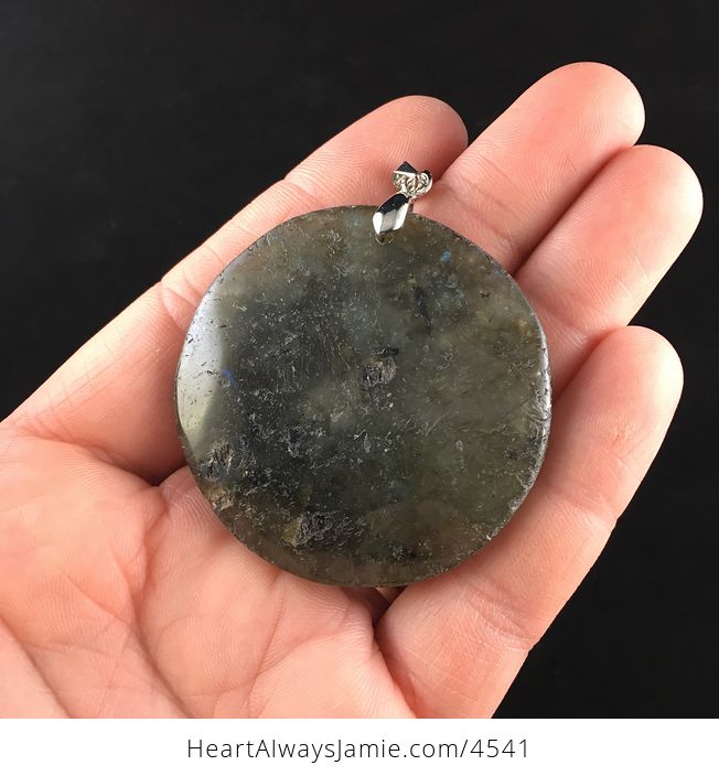 Round Natural Labradorite Stone Jewelry Pendant - #5bQIvRchYAw-3