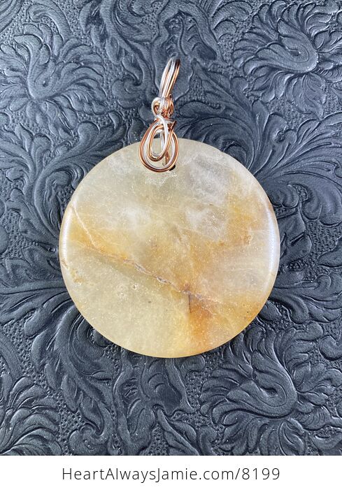 Round Orange Toned Jade Stone Jewelry Pendant - #q9MsDOf4G3s-1