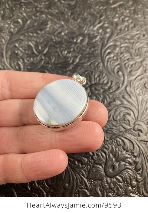 Round Oregon Owyhee Blue Opal Crystal Stone Jewelry Pendant - #VdpEEtAnAcY-3