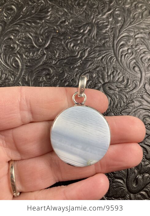 Round Oregon Owyhee Blue Opal Crystal Stone Jewelry Pendant - #VdpEEtAnAcY-2
