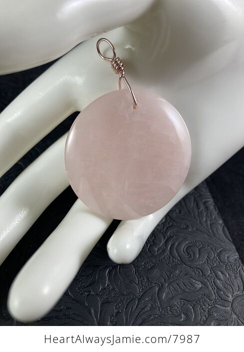 Round Pink Rose Quartz Stone Pendant Jewelry - #InjMQJ3TiIM-6