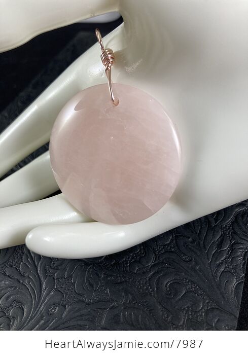Round Pink Rose Quartz Stone Pendant Jewelry - #InjMQJ3TiIM-5