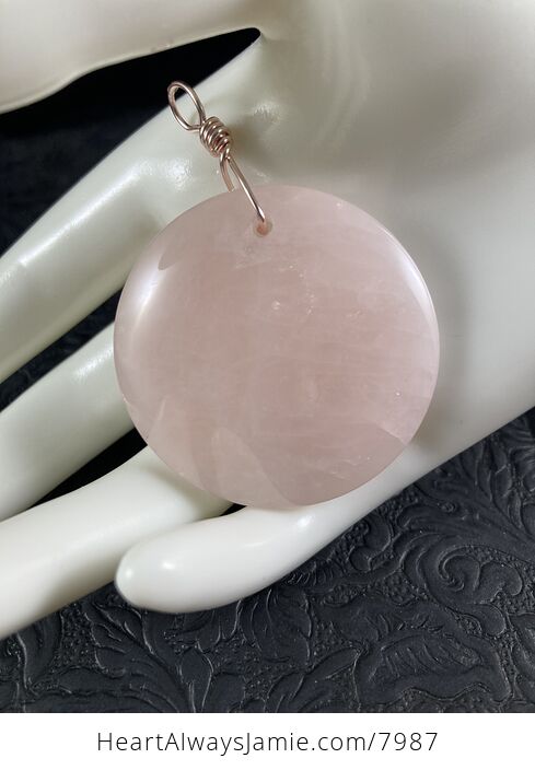 Round Pink Rose Quartz Stone Pendant Jewelry - #InjMQJ3TiIM-4