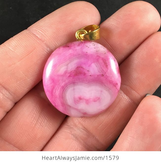 Round Pink Stone Pendant - #0Ma05GGxEpM-1