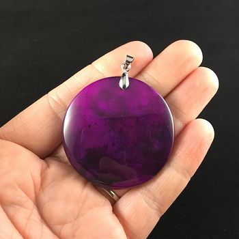 Round Purple Agate Stone Jewelry Pendant #jx5EiZXyZe0