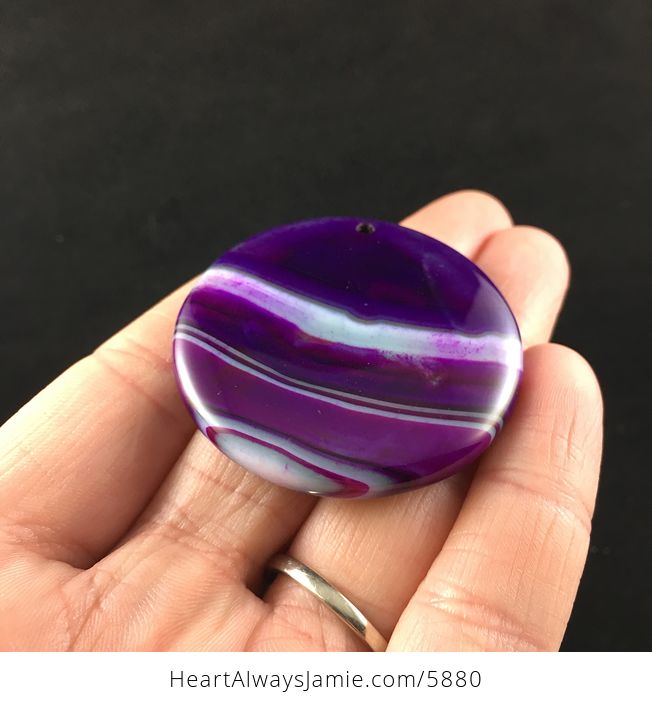 Round Purple Agate Stone Jewelry Pendant - #k4DcmSVpFVU-2