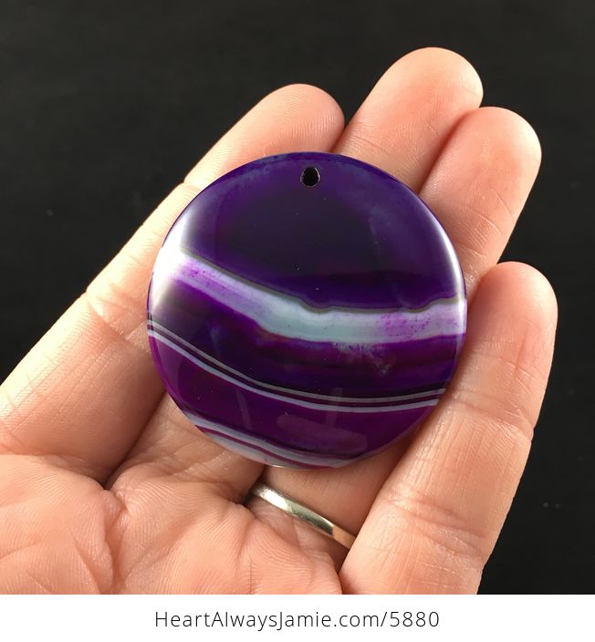 Round Purple Agate Stone Jewelry Pendant - #k4DcmSVpFVU-1