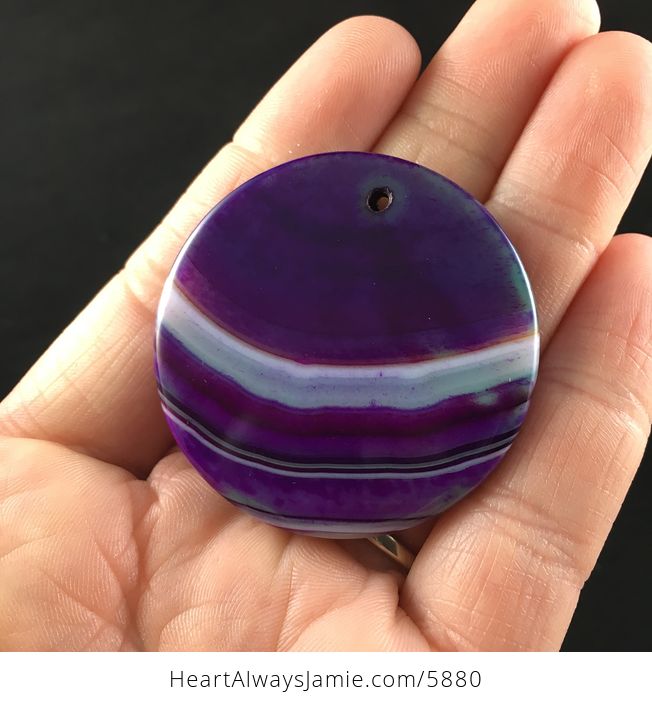 Round Purple Agate Stone Jewelry Pendant - #k4DcmSVpFVU-6