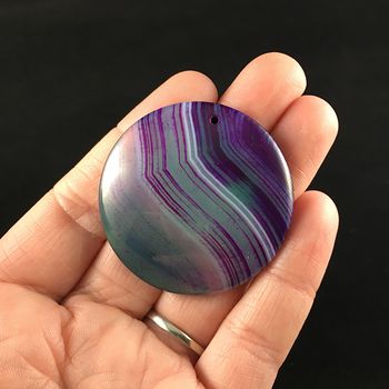 Round Purple and Green Agate Stone Jewelry Pendant #6UIfZftGH0A