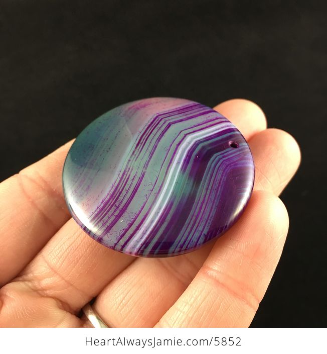 Round Purple and Green Agate Stone Jewelry Pendant - #6UIfZftGH0A-2