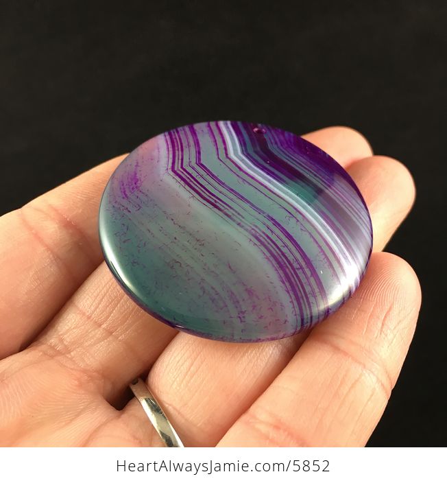 Round Purple and Green Agate Stone Jewelry Pendant - #6UIfZftGH0A-4