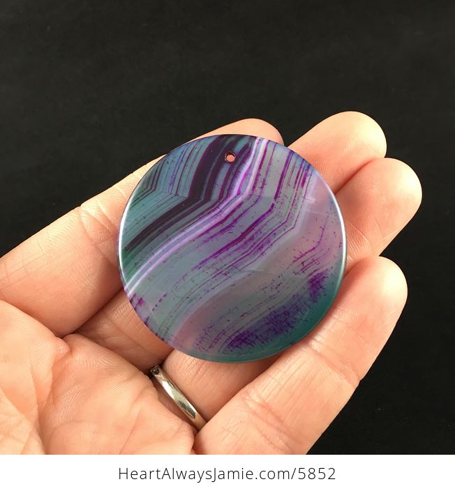 Round Purple and Green Agate Stone Jewelry Pendant - #6UIfZftGH0A-6