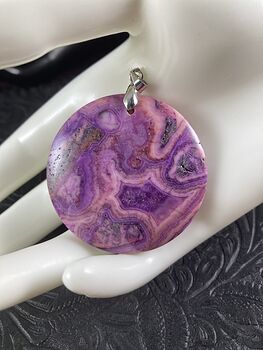 Round Purple Drusy Crazy Lace Agate Stone Jewelry Pendant #JVzHUKMaMo8