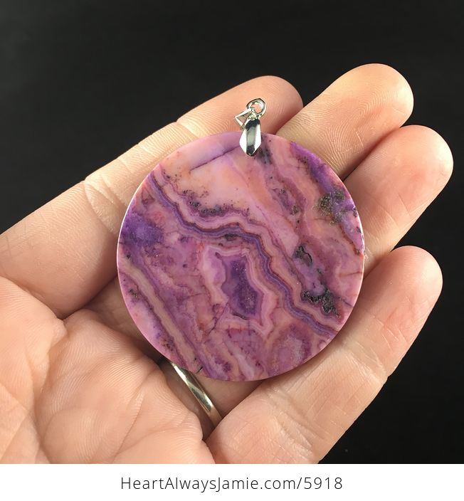 Round Purple Drusy Crazy Lace Agate Stone Jewelry Pendant - #0ZRJ70dUp00-6