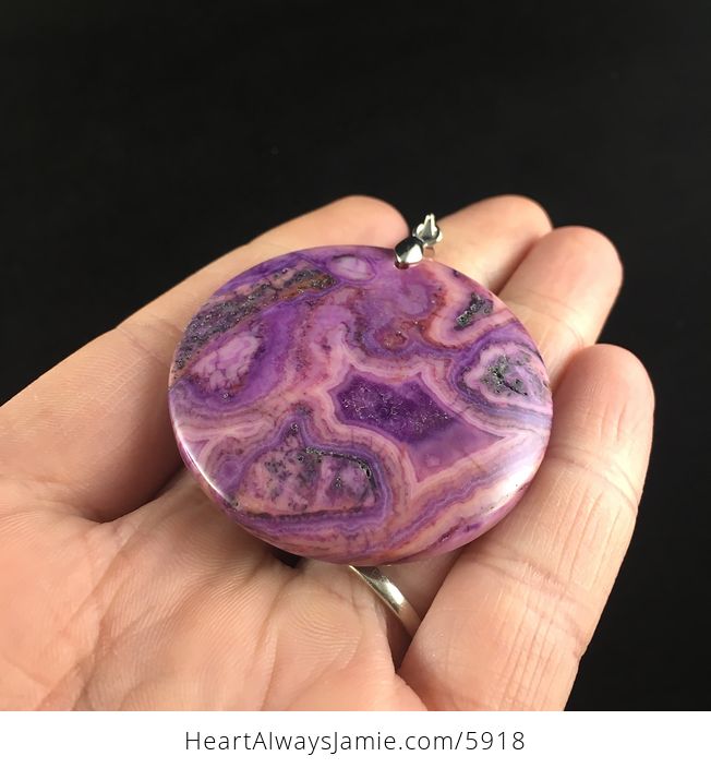 Round Purple Drusy Crazy Lace Agate Stone Jewelry Pendant - #0ZRJ70dUp00-2