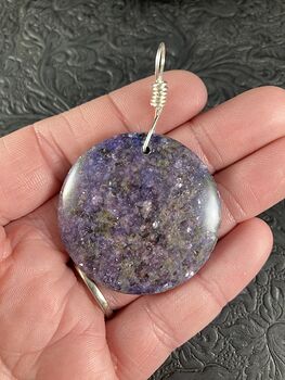 Round Purple Lepidolite Stone Pendant Jewelry #coBvQTg2WWk