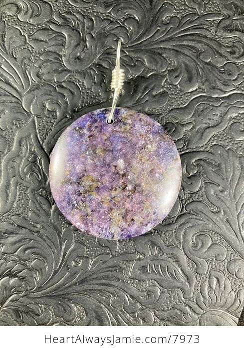 Round Purple Lepidolite Stone Pendant Jewelry - #coBvQTg2WWk-4