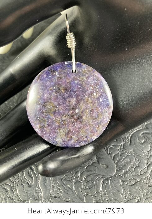 Round Purple Lepidolite Stone Pendant Jewelry - #coBvQTg2WWk-3