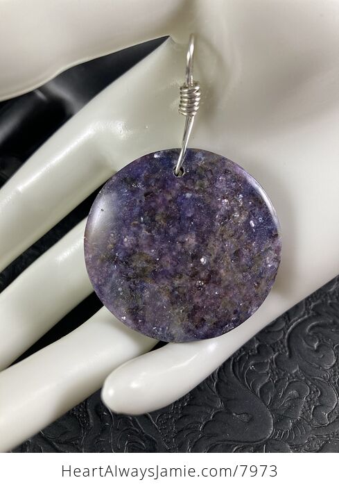 Round Purple Lepidolite Stone Pendant Jewelry - #coBvQTg2WWk-2