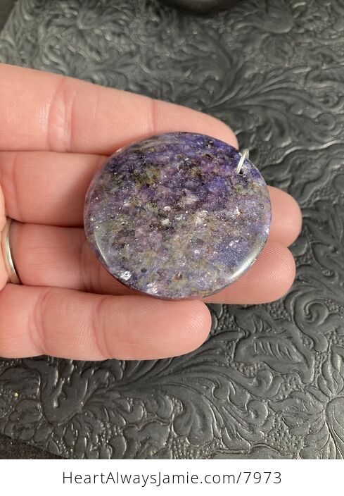 Round Purple Lepidolite Stone Pendant Jewelry - #coBvQTg2WWk-6