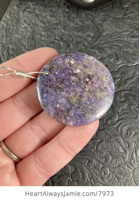 Round Purple Lepidolite Stone Pendant Jewelry - #coBvQTg2WWk-7
