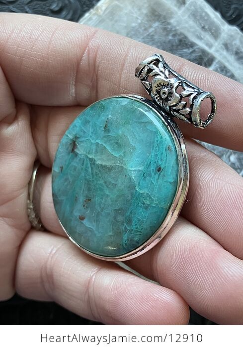 Round Quantum Quatro Chrysocolla Stone Crystal Jewelry Pendant - #QLKUOT5PwD8-5