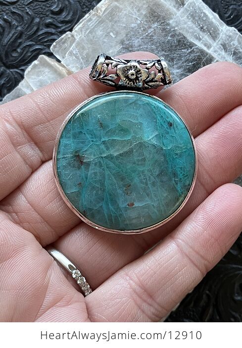 Round Quantum Quatro Chrysocolla Stone Crystal Jewelry Pendant - #QLKUOT5PwD8-1