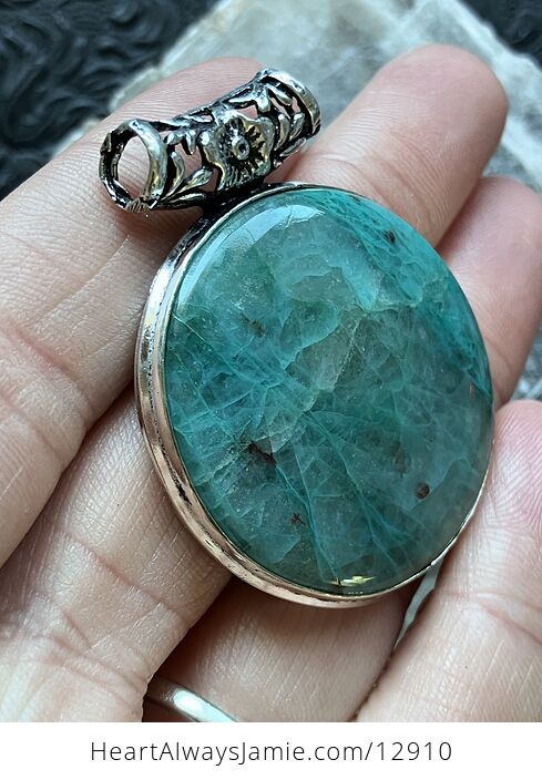 Round Quantum Quatro Chrysocolla Stone Crystal Jewelry Pendant - #QLKUOT5PwD8-4