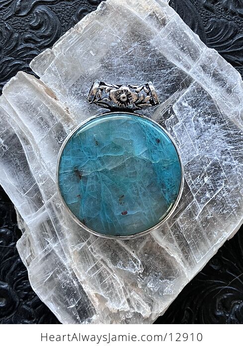 Round Quantum Quatro Chrysocolla Stone Crystal Jewelry Pendant - #QLKUOT5PwD8-2