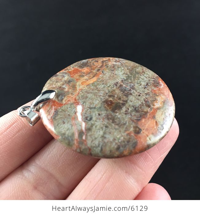 Round Rainforest Jasper Stone Jewelry Pendant - #3pAHKfldwlg-9